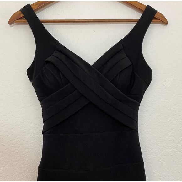 Emerald Sundae Sz O Black Bodycon Dress Built In Bra Ruched Back Exposed Zipper - Picture 2 of 12